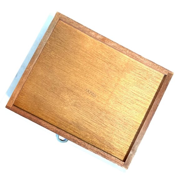 Vtg Wooden Jewelry Box Tapestry Top Yellow Velvet Lining Tray Mirror - Picture 6 of 10